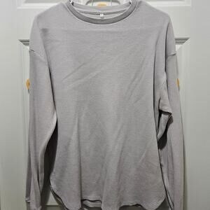 Muji Japan waffle long sleeve shirt unisex large light gray 22" chest